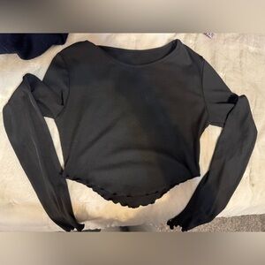 Black Ribbed Long Sleeve Top